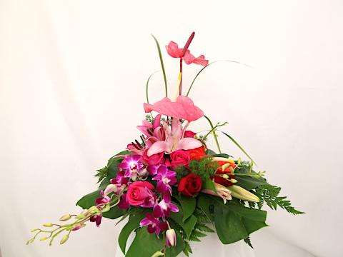 Best Wishes Arrangement Red orchid arrangement for anniversary — Flower Empire Aurora florist serving Markham