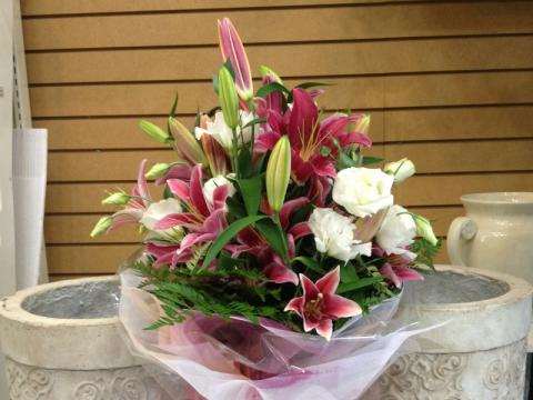 Pink Lady White lily floral arrangement for congratulations — Flower Empire Aurora florist serving Toronto