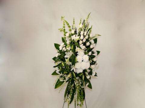 Rest in Peace Stand Arrangement White orchid arrangement for funeral & sympathy — Flower Empire Aurora florist serving Oakvil