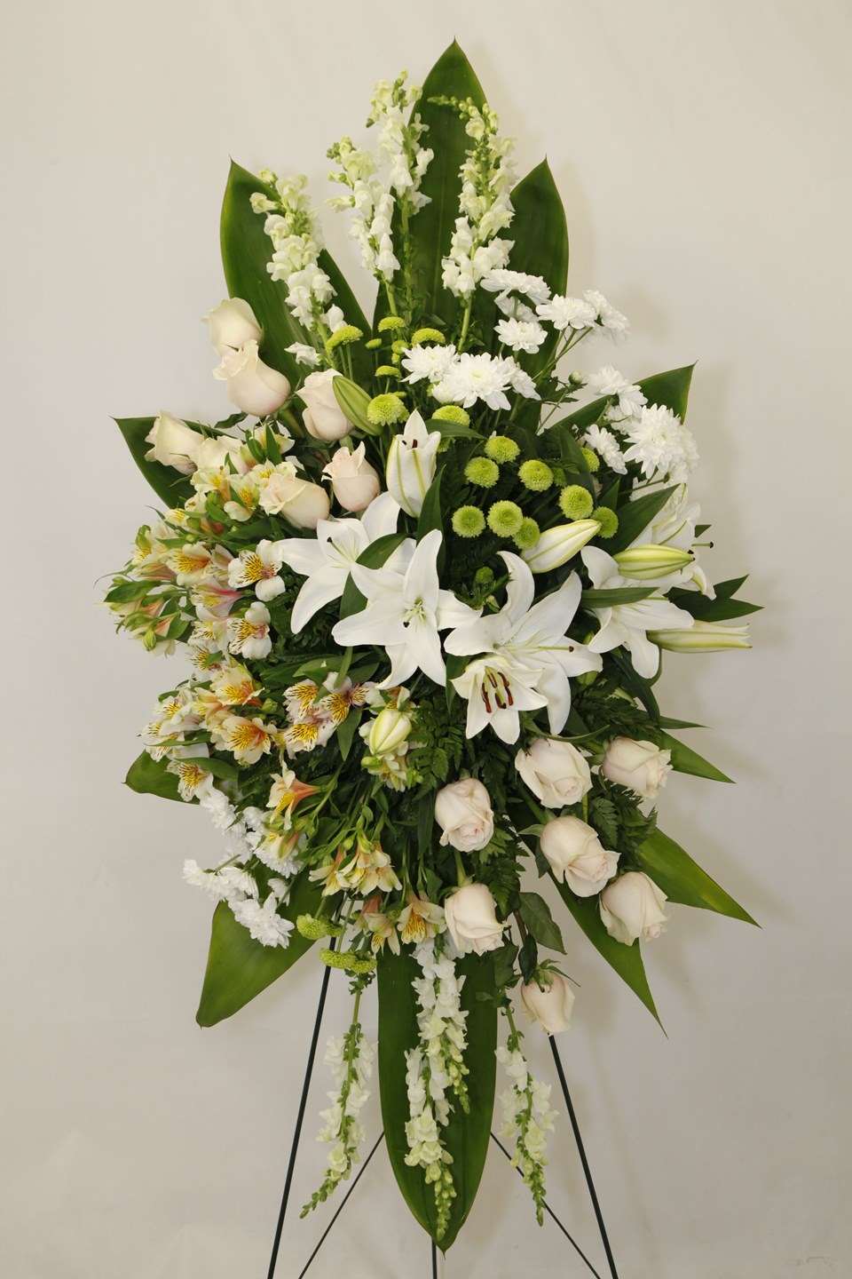 Sending Hope Standing Spray White rose standing spray for funeral & sympathy — Flower Empire Aurora florist serving Newmarket