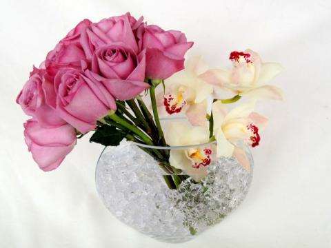 Rose and Orchid Vase Arrangement