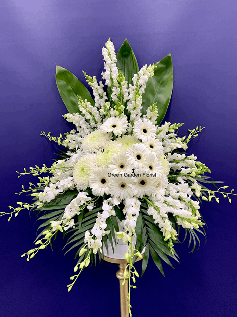Heartfelt Thoughts Arrangement White orchid arrangement for funeral & sympathy — Flower Empire Aurora florist serving Markham