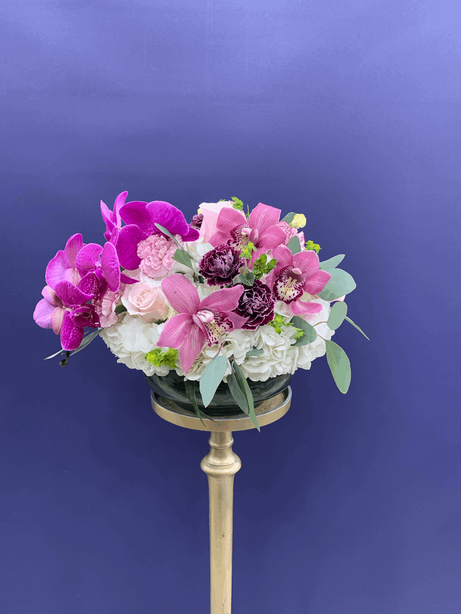 Pink Galaxy Arrangement Pink orchid arrangement for anniversary — Flower Empire Aurora florist serving Mississauga