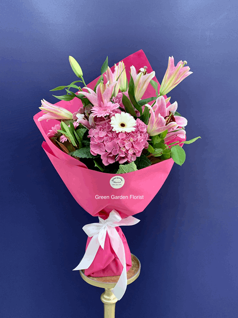 Pink Vibes Bouquet Pink lily bouquet for anniversary — Flower Empire Aurora florist serving Burlington