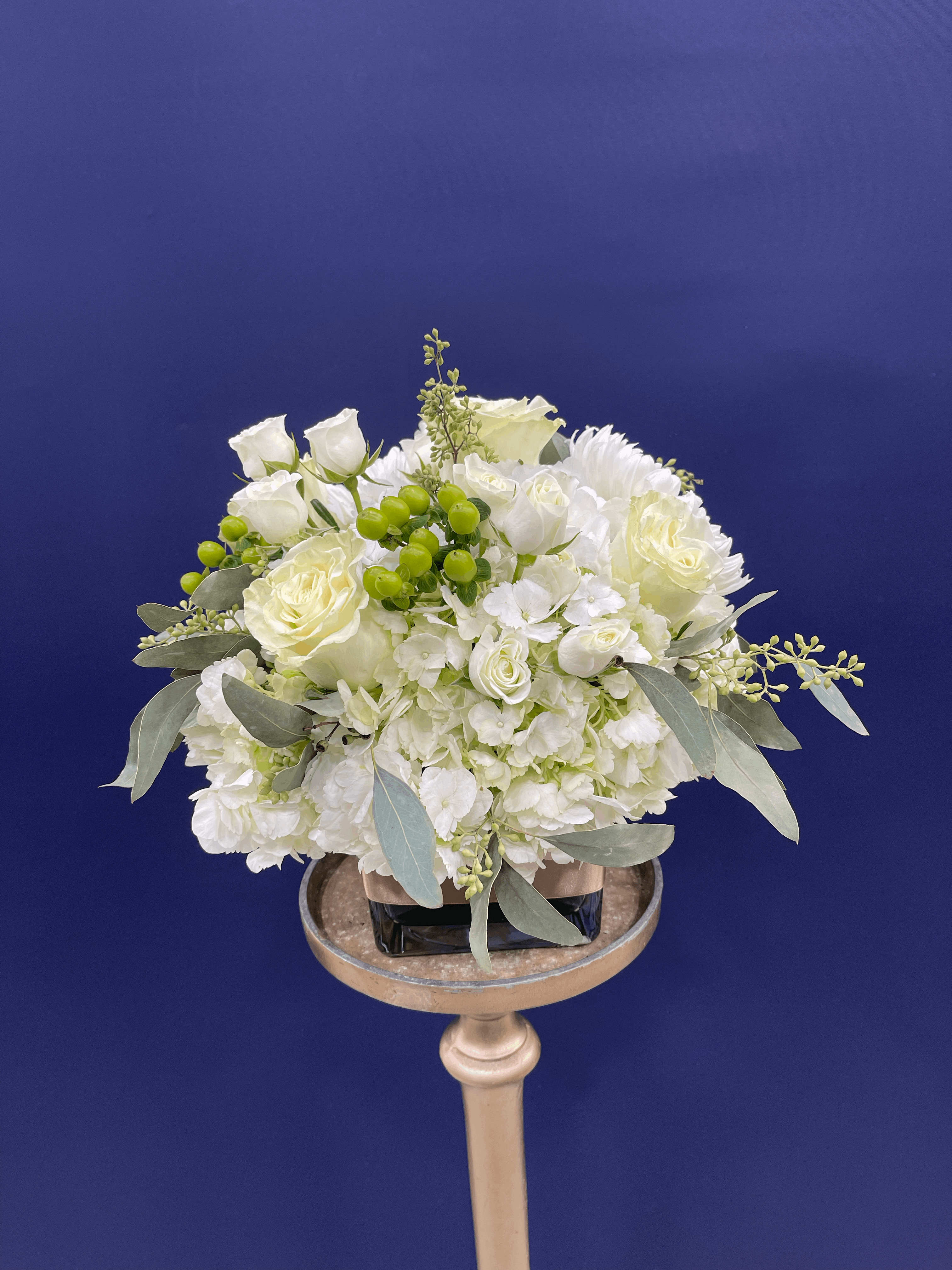 Sweet White Arrangement White rose arrangement for anniversary — Flower Empire Aurora florist serving Vaughan