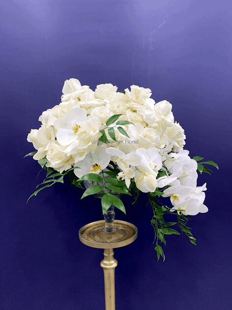 Sweetest Moments Arrangement White orchid arrangement for anniversary — Flower Empire Aurora florist serving Richmond Hill