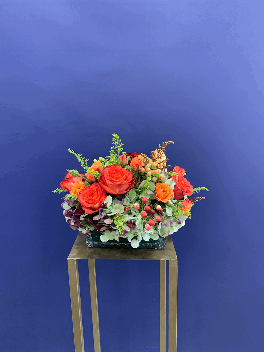 Love in fall Arrangement Yellow orchid arrangement for love & romance — Flower Empire Aurora florist serving Burlington
