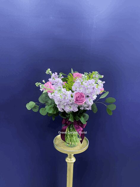 Stunning Beauty Vase Arrangement Purple rose arrangement for anniversary — Flower Empire Aurora florist serving Aurora