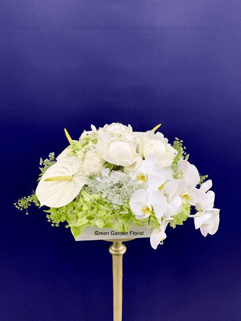 Timeless Beauty Arrangement White orchid arrangement for anniversary — Flower Empire Aurora florist serving Newmarket