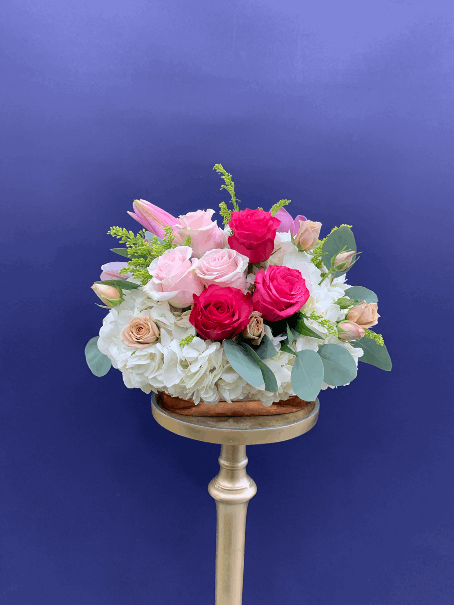 Pink in the Garden Arrangement Pink rose arrangement for anniversary — Flower Empire Aurora florist serving Toronto