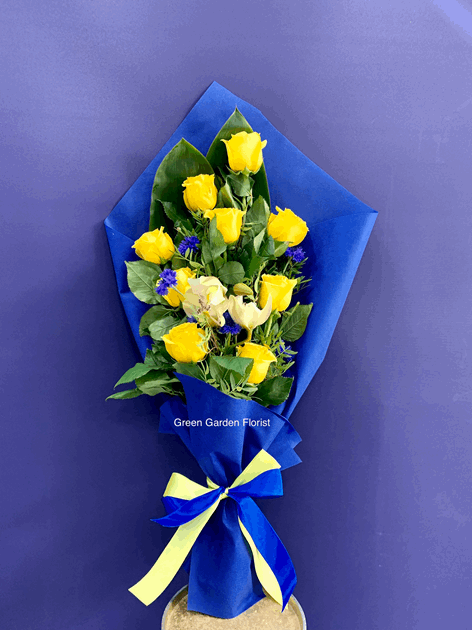 Yellow Rose and Orchid Bouquet Yellow orchid bouquet for birthday — Flower Empire Aurora florist serving Mississauga
