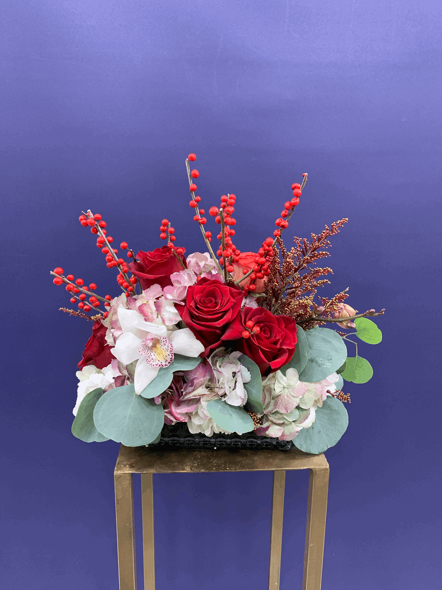 Violet Wishes Arrangement Purple orchid arrangement for anniversary — Flower Empire Aurora florist serving Vaughan