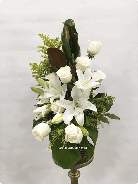 Precious Memories Arrangement White rose arrangement for funeral & sympathy — Flower Empire Aurora florist serving Aurora
