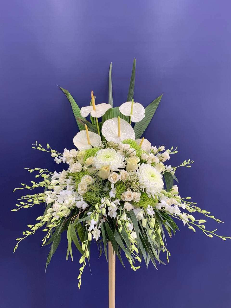 Funeral Floral Arrangement orchid arrangement for funeral & sympathy — Flower Empire Aurora florist serving Aurora