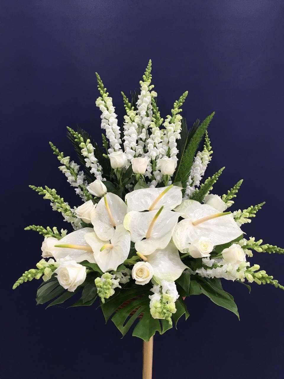 Great Soul Arrangement White rose arrangement for funeral & sympathy — Flower Empire Aurora florist serving Oakville