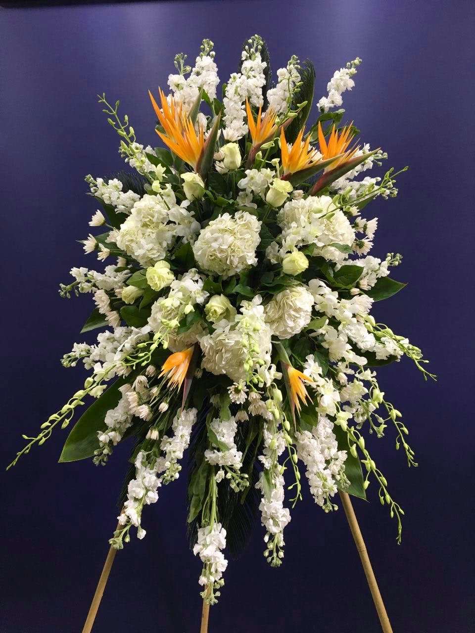 Richly remembered Spray Red orchid floral arrangement for funeral & sympathy — Flower Empire Aurora florist serving Richmond