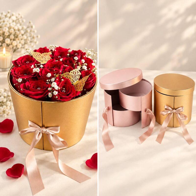 Golden Romance Surprise Rose Box