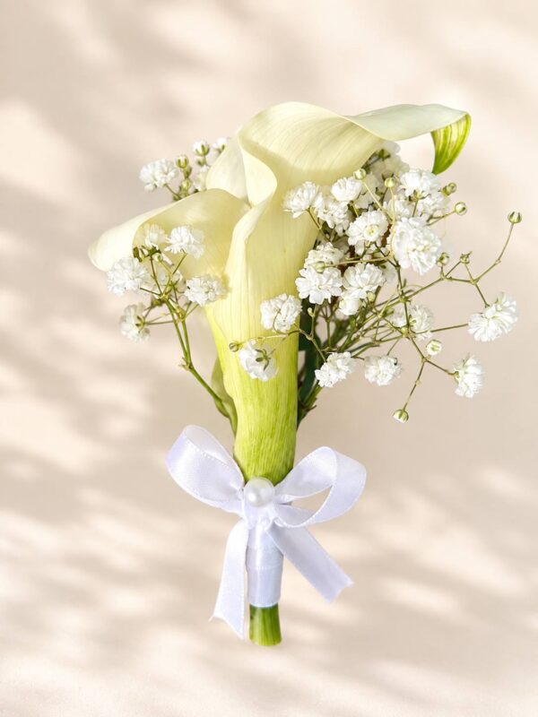 Ivory Calla Boutonniere