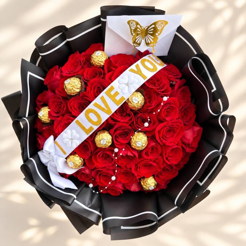Sweetheart Luxury Rose & Chocolate Bouquet